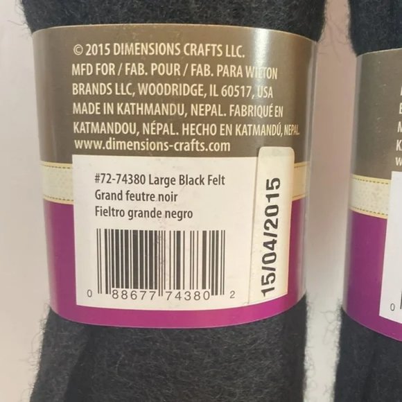 12 Dimensions FeltWorks 100% Wool Felt Needle Felting Crafts Black 18"x24" - Picture 4 of 12